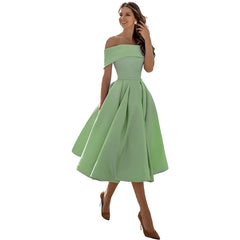 Dearbhla  | Fashion Casual Trägerloses Satin Partykleid in Grün