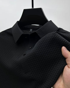 Morten - Herren-Poloshirt aus Mesh in Schwarz