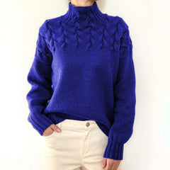 DAME PULLOVER MIT HOHEM KRAGEN | ELEGANTER KOMFORT STIL in Blau