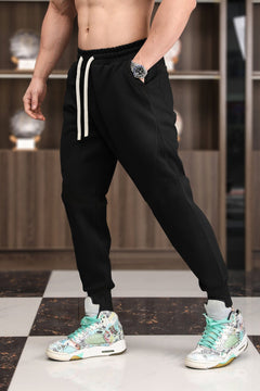 Elian | Farbblock Jogginghose in Schwarz