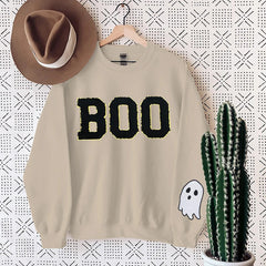 Damen Sweatshirt mit gruseligem Aufdruck in Khaki