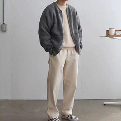 Harrison  – Modische Strickjacke für Männer in Grau