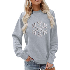 Damen Sweatshirt mit funkelndem Schneeflockenmotiv und lässigem Schnitt in Hellgrau