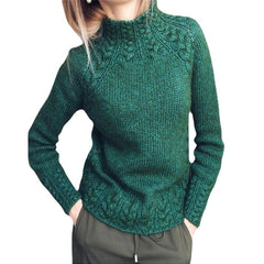 DAMES KABELSTRICKPULLOVER | ELEGANTER WARMER STIL in Grün