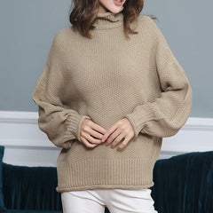 LANGÄRMIGER HOHER KRAGEN PULLOVER | ELEGANTER, BEQUEMER STIL in Khaki