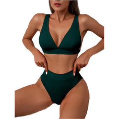 Damen Eleganter Hochtaillierter Bikini | Bademode in Grün
