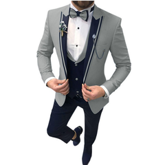 Slim Fit Hochzeitsgast Anzug für Herren | 3-Teilig in Grau