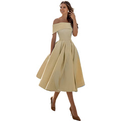 Dearbhla  | Fashion Casual Trägerloses Satin Partykleid in Khaki