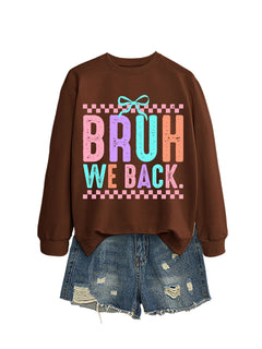 Damen Sweatshirt mit fröhlichem Druck und bequemer Passform in Braun