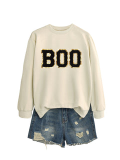 Damen Sweatshirt mit glitzerndem Aufdruck in Khaki