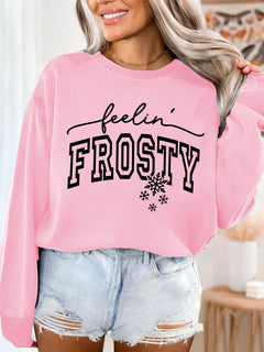 Damen Sweatshirt mit grafischem Aufdruck in Rosa