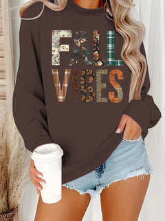 Damen Sweatshirt mit grafischem Aufdruck und bequemem Schnitt in Braun