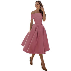 Dearbhla  | Fashion Casual Trägerloses Satin Partykleid in Kamee Braun