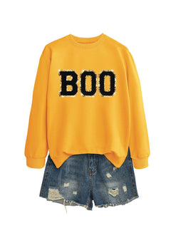 Damen Sweatshirt mit glitzerndem Aufdruck in Gelb