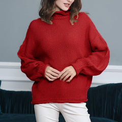 LANGÄRMIGER HOHER KRAGEN PULLOVER | ELEGANTER, BEQUEMER STIL in Rot