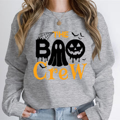Damen Sweatshirt mit Halloween-Thema und kreativem Grafikdruck in Hellgrau