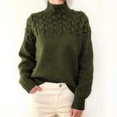 DAME PULLOVER MIT HOHEM KRAGEN | ELEGANTER KOMFORT STIL in Dunkelgrün