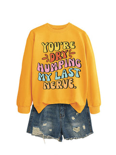 Damen Sweatshirt mit fröhlichem Comic-Slogan und lässigem Schnitt in Gelb