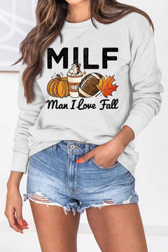 Damen Sweatshirt mit herbstlichem Essenzen-Motiv und inspirierendem Schriftzug in Weiß