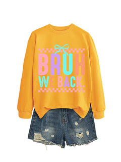 Damen Sweatshirt mit fröhlichem Druck und bequemer Passform in Gelb