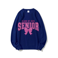 Damen Sweatshirt mit Abschlussjahr und dekorativem Schleifendesign in Blau