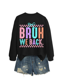 Damen Sweatshirt mit fröhlichem Druck und bequemer Passform in Schwarz