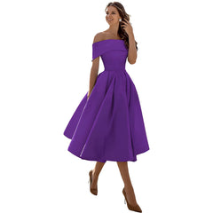 Dearbhla  | Fashion Casual Trägerloses Satin Partykleid in Lila
