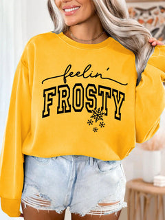 Damen Sweatshirt mit grafischem Aufdruck in Gelb