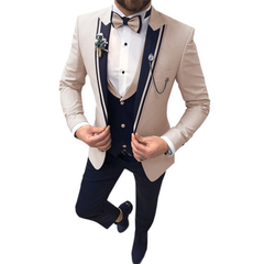Slim Fit Hochzeitsgast Anzug für Herren | 3-Teilig in Beige
