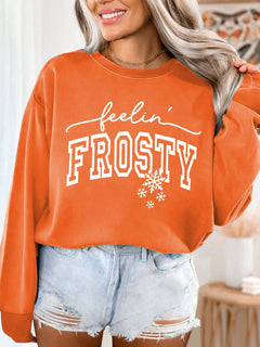 Damen Sweatshirt mit grafischem Aufdruck in Orange