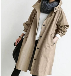 Damen Regenjacke | Mit Knopfverschluss Vorne in Beige