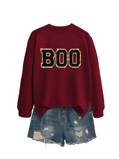 Damen Sweatshirt mit glitzerndem Aufdruck in Weinrot