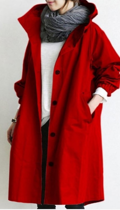 Damen Regenjacke | Mit Knopfverschluss Vorne in Rot
