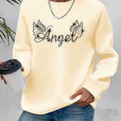 Damen Sweatshirt mit glitzerndem Aufdruck und lässigem Schnitt in Aprikose