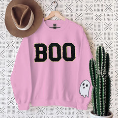Damen Sweatshirt mit gruseligem Aufdruck in Rosa