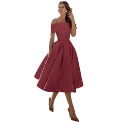 Dearbhla  | Fashion Casual Trägerloses Satin Partykleid in Rotwein