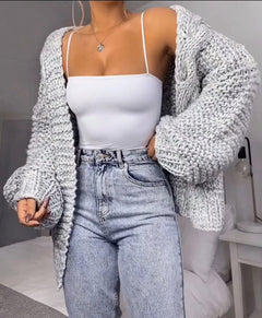 DICKES MOHAIR CARDIGAN | WEICH, WARM, STILVOLL in Grau
