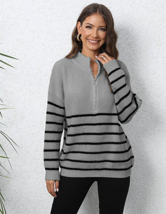 MOCK NECK LANGARM ZIP-UP PULLOVER | MODERNER STIL, KOMFORTABEL, VIELSEITIG in Grau