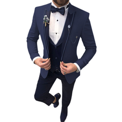 Slim Fit Hochzeitsgast Anzug für Herren | 3-Teilig in Dunkelmarine