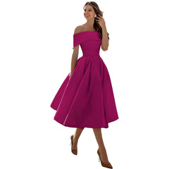 Dearbhla  | Fashion Casual Trägerloses Satin Partykleid in Rosenrot