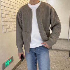 Harrison  – Modische Strickjacke für Männer in Khaki