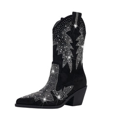 Damen Cowboystiefel Mit Mittlerer Wadenhöhe | Stilvoll in Schwarz