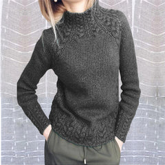 DAMES KABELSTRICKPULLOVER | ELEGANTER WARMER STIL in Grau