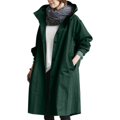 Damen Regenjacke | Mit Knopfverschluss Vorne in Smaragdgrün