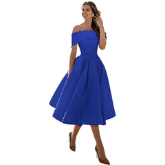 Dearbhla  | Fashion Casual Trägerloses Satin Partykleid in Saphirblau