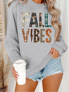 Damen Sweatshirt mit grafischem Aufdruck und bequemem Schnitt in Grau