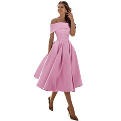 Dearbhla  | Fashion Casual Trägerloses Satin Partykleid in Rosa