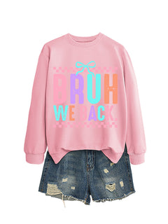 Damen Sweatshirt mit fröhlichem Druck und bequemer Passform in Rosa