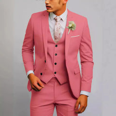 Slim Fit 3-Teiliger Hochzeitsgast Anzug für Herren | Formell in Rosa 2