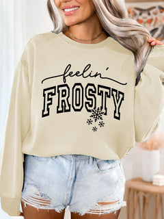 Damen Sweatshirt mit grafischem Aufdruck in Khaki